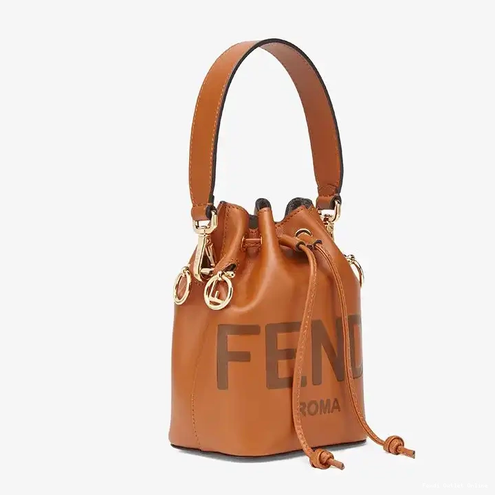 Affordable Logo Brown Leather Fendi Mon Mini In Calf Bag ROMA Tresor Bucket 0517